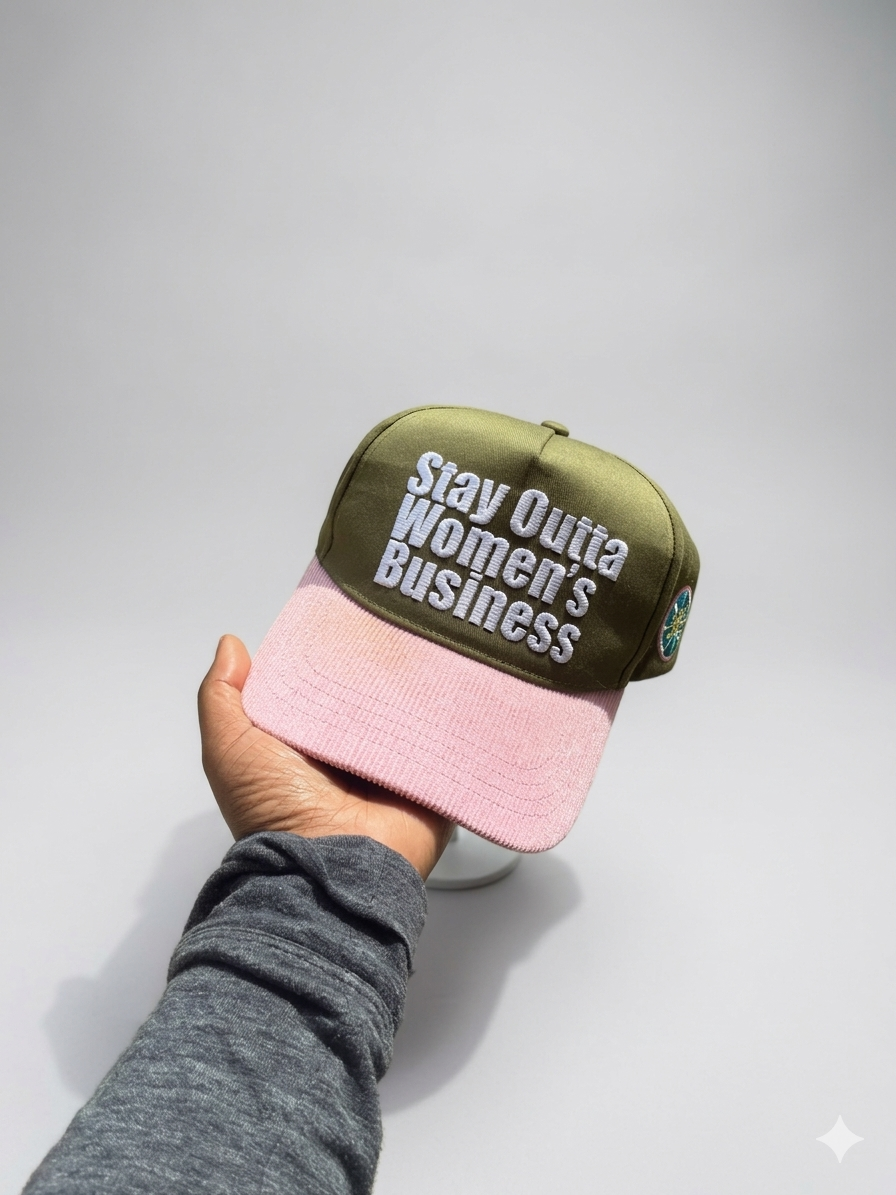 PRE-ORDER (4-5 weeks) Stay Outta Women's Business-Pink and Green Hat PRE-ORDER